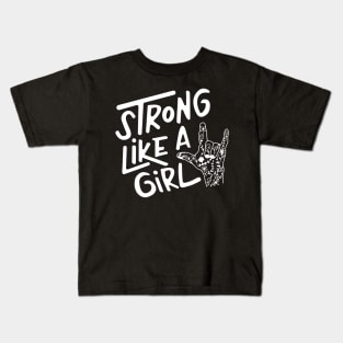 Strong Like A Girl mode white Kids T-Shirt